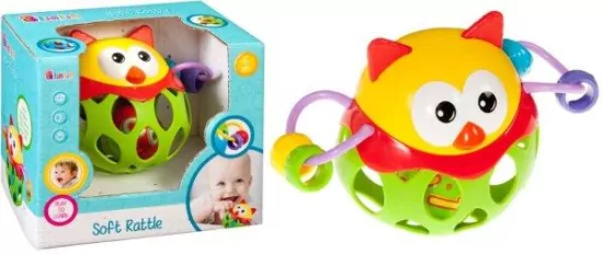 Kula gumowa z grzechotką sowa