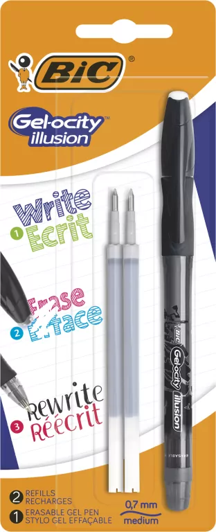 Długopis wymazywalny Gel-ocity illusion BIC czarny blister 1+2sztZT - tantis.pl