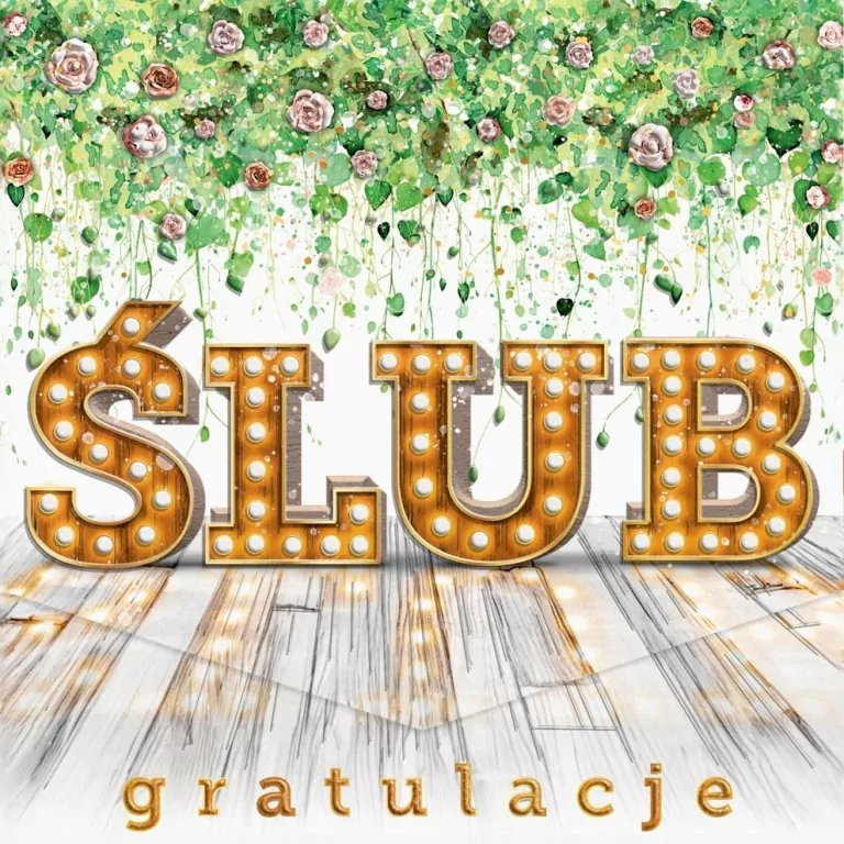 Karnet KW ślub Napis boho - tantis.pl