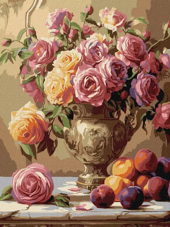 Malowanie po numerach - Wielobarwne róże 30x40cm - tantis.pl