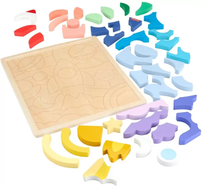 Fisher Price. Drewniane puzzle kosmos - tantis.pl