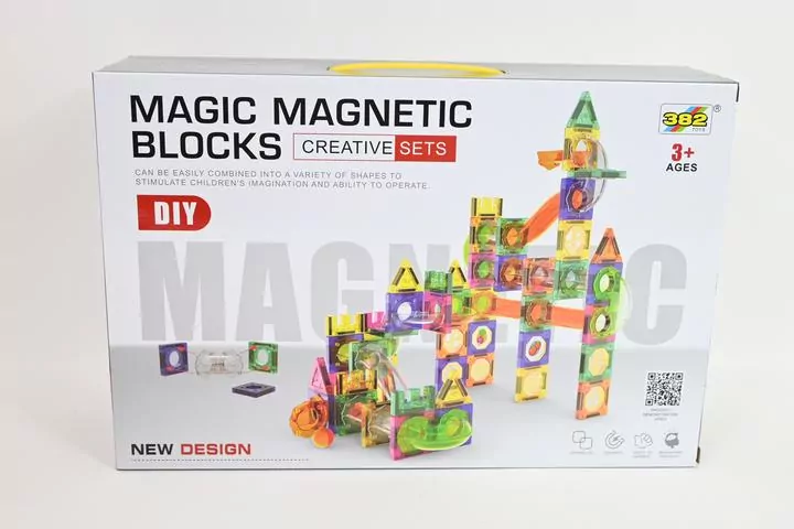 Klocki konstrukcyjne magnetyczne (126 elementów) C0125 - tantis.pl