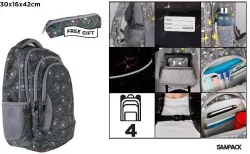 Plecak czterokomorowy 30x16x42cm + piórnik