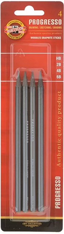 Komplet 4 ołówków grafitowych Progresso 8914 (HB, 2B, 4B, 6B) - tantis.pl