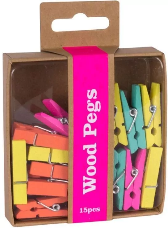 Spinacze drewniane Fluor Collection MIX - tantis.pl