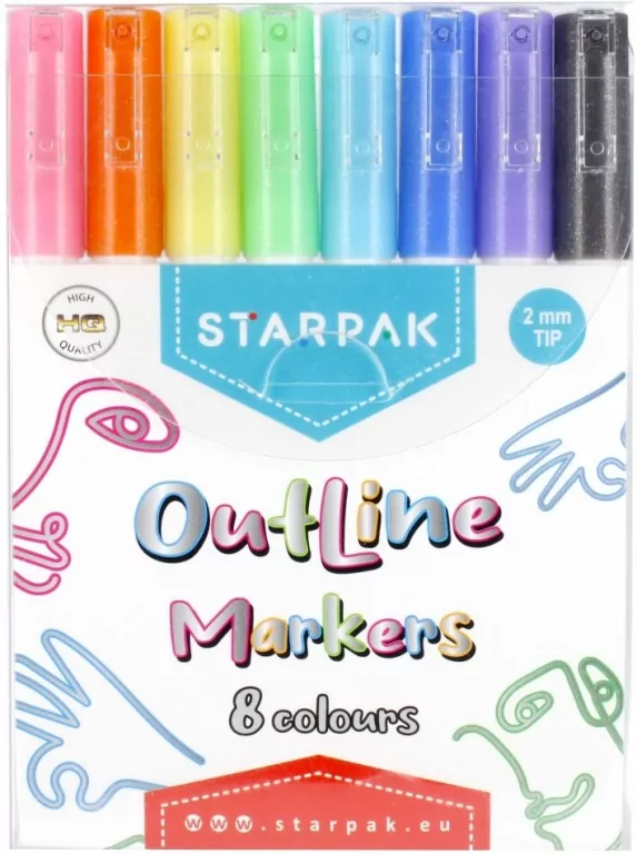Starpak. Marker konturowy metaliczny 8 kolorów - tantis.pl