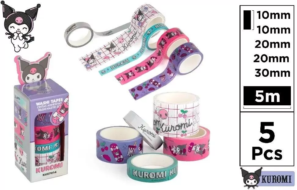 Taśmy dekoracyjne Kuromi 5szt - tantis.pl