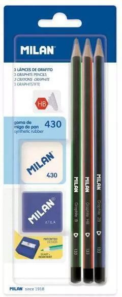 Ołówki trójkątne HB,B,2B + gumka i temperówka - tantis.pl