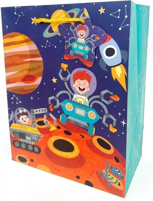 Torebka ozdobna matowa 18x23x10cm Astronauta - tantis.pl