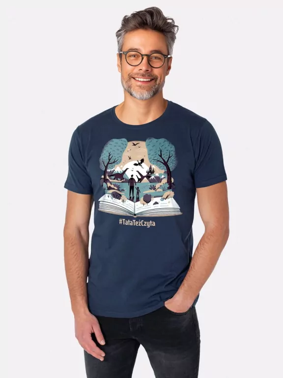 Koszulka męska Baśniowa Kraina #TataTeżCzyta granatowa L - tantis.pl
