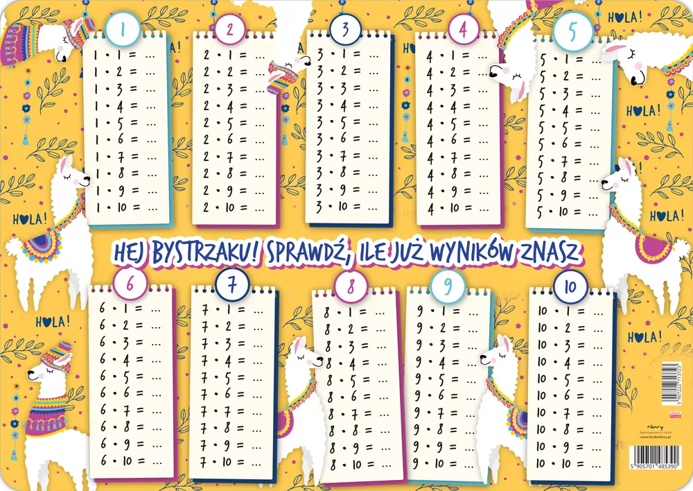 Podkładka na biurko - Tabliczka mnożenia Lamy - tantis.pl