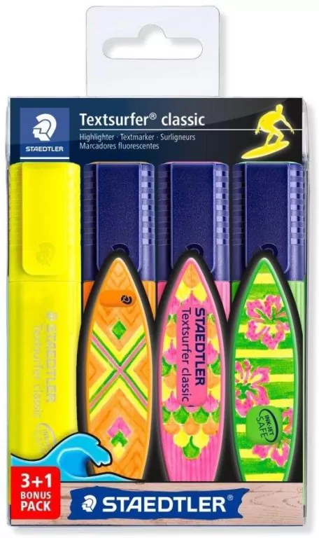 Zakreślacz Textsurfer Classic 3+1szt STAEDTLER - tantis.pl