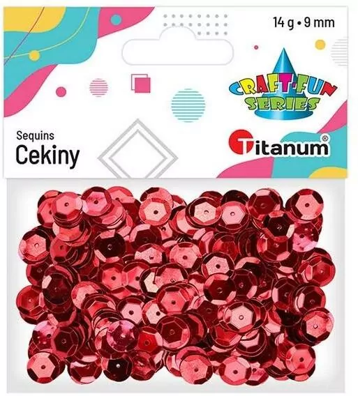 Cekiny okragłe czerwone metaliczne 9mm 14g. (CM9R) - tantis.pl