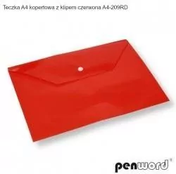 Koperta na dokumenty A4 z klipem, czerwona - tantis.pl