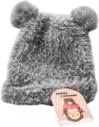 Szara czapka z uszami