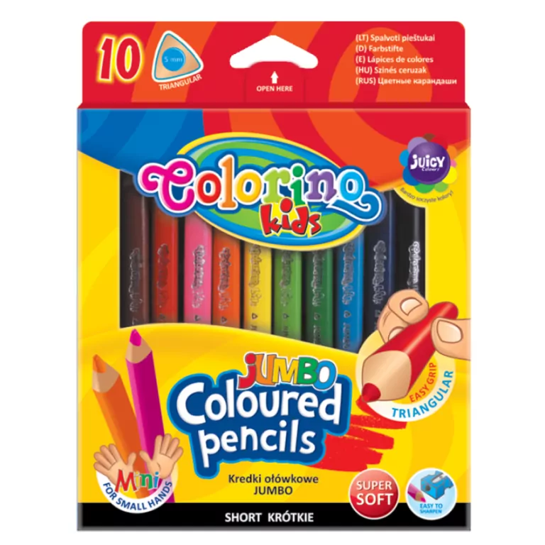 Colorino. Kredki ołówkowe, trójkątne jumbo, 10 kolorów - tantis.pl