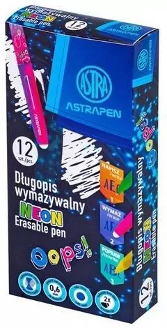 Długopis wymazywalny 0,6 mm Neon  ASTRA - tantis.pl