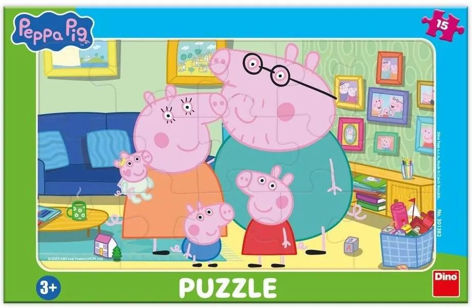 Puzzle ramkowe Świnka Peppa Rodzina 15el - tantis.pl