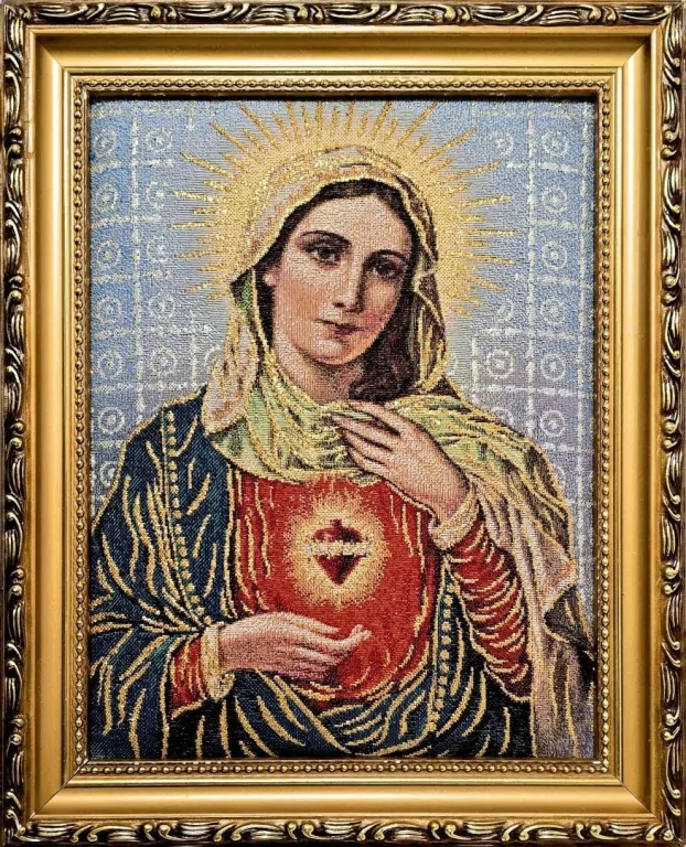 Obraz Haftowany Serce Maryi 27x22cm - tantis.pl