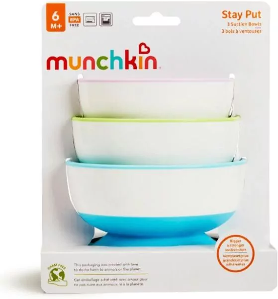 Miseczki Munchkin z przyssawką 3 sztuki - tantis.pl