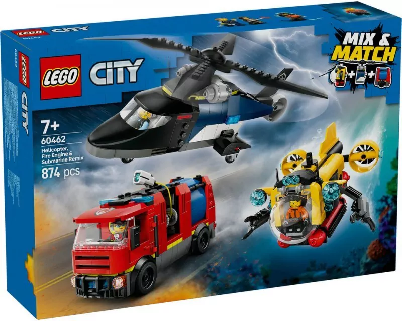 LEGO® Zestaw z helikopterem, wozem strażackim i łodzią podwodną 60462 - tantis.pl