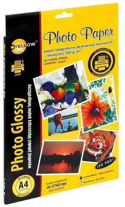 Papier foto błyszczący A4/20ark. Laser YELLOW 200g - tantis.pl
