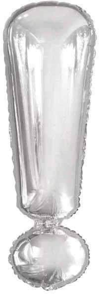 Balon foliowy znak ! srebrny 28x86cm - tantis.pl