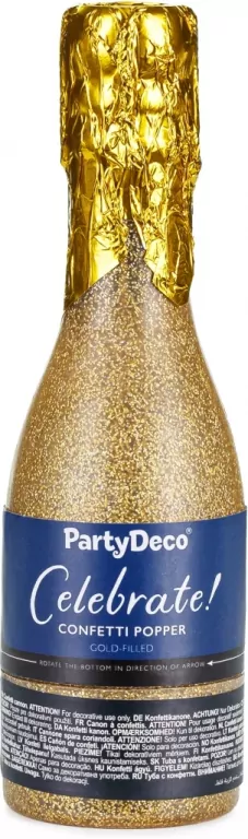 Tuba z konfetti Szampan złota 20.5cm - tantis.pl