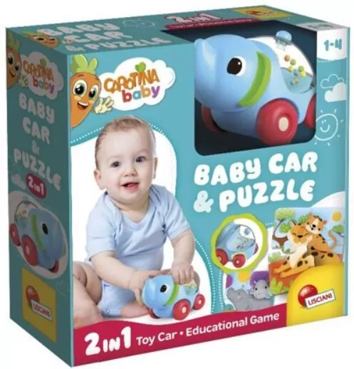 Carotina Baby - Puzzle słoń i samochodzik - tantis.pl
