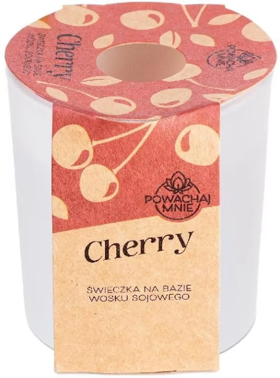 Świeczka sojowa Powąchaj mnie Cherry biały 130ml - tantis.pl