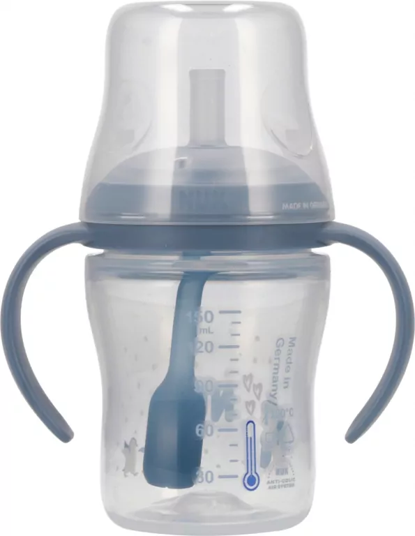 NUK. Butelka do nauki picia ze słomką. 150 ml. Pingwin - tantis.pl