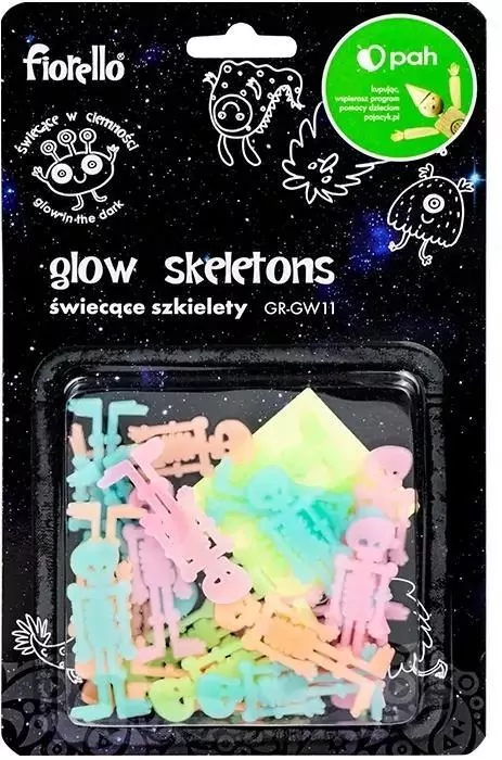 Ozdoby fluorescencyjne Szkielety mix 24szt - tantis.pl