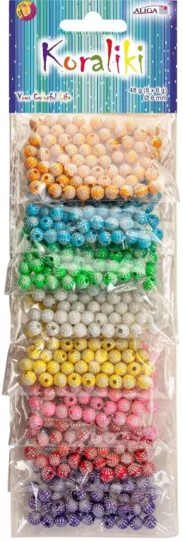Koraliki plastikowe 6mm 8 kolorów x 6g - tantis.pl