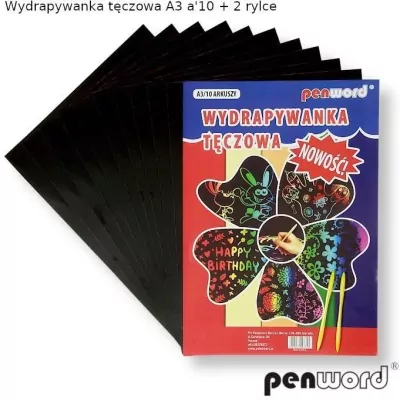 Wydrapywanka tęczowa A3 10 arkuszy