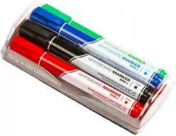 Markery suchościeralne do tablic 4 kolory + gąbka Rystor
