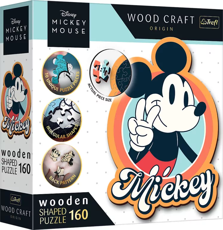 Puzzle drewniane 160. Retro Myszka Mickey - tantis.pl