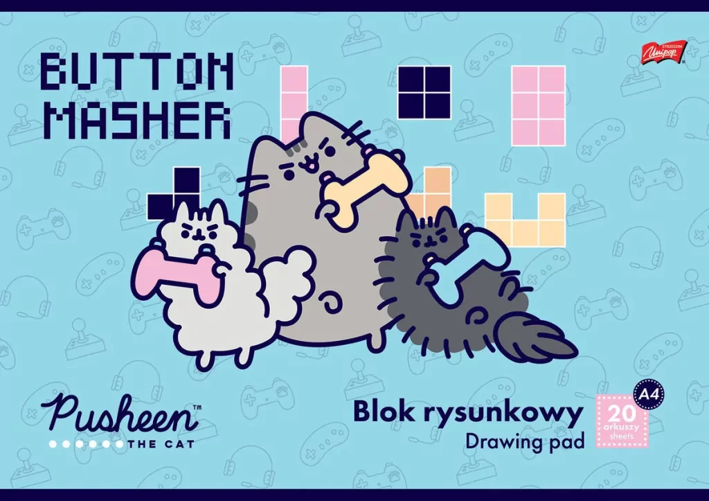 Blok rysunkowy biały. A4/20 kartek. 1 sztuka. Pusheen - tantis.pl