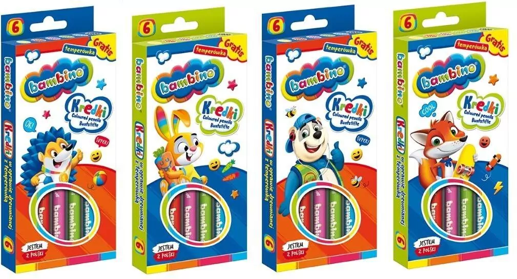 Kredki ołówkowe. Bambino. 6 kolorów - tantis.pl