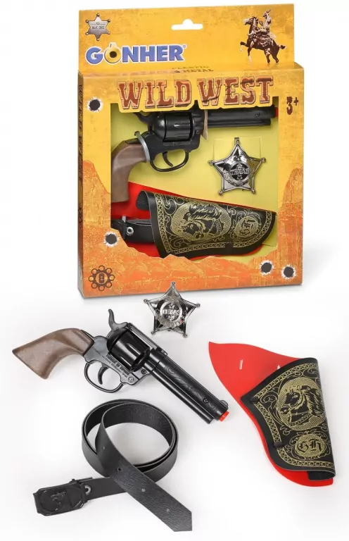 Zestaw kowbojski rewolwer z kaburą i odznaką - tantis.pl