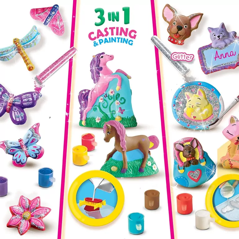 Odlewy gipsowe. Brokatowe zwierzątka 3w1 - tantis.pl