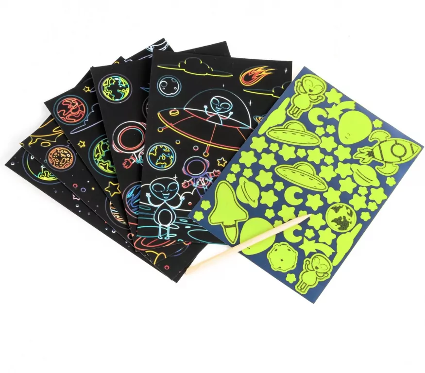 Wydrapywanka z malowanką świecąca Kosmos KIDEA - tantis.pl