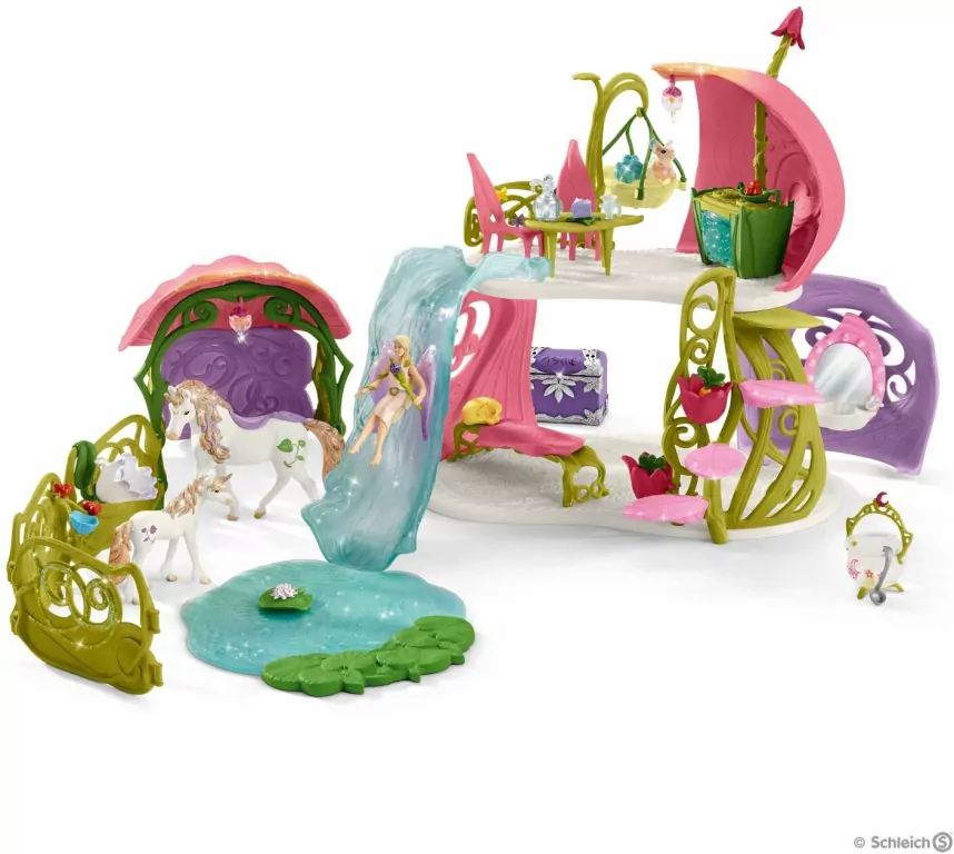 Błyszczący dom kwiatowy z jednorożcami, jeziorem i stajnią 42445 - tantis.pl