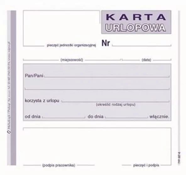 Karta urlopowa - tantis.pl