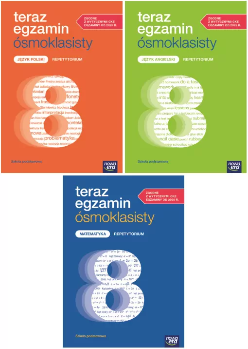 Pakiet: Teraz egzamin ósmoklasisty. Matematyka. Polski. Angielski - tantis.pl