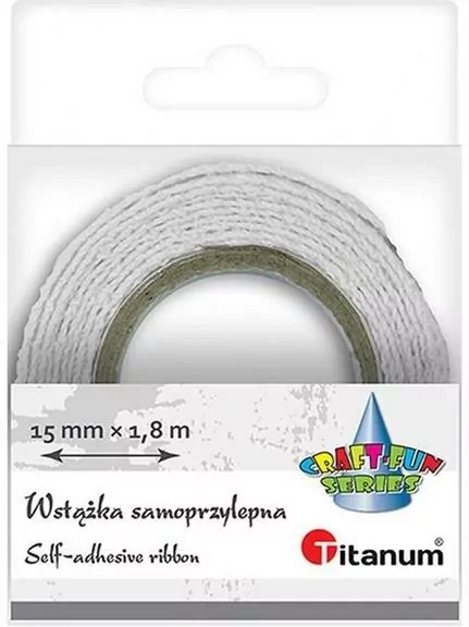 Wstążka bawełniana koronka 15 mm x 1.8 m biała - tantis.pl
