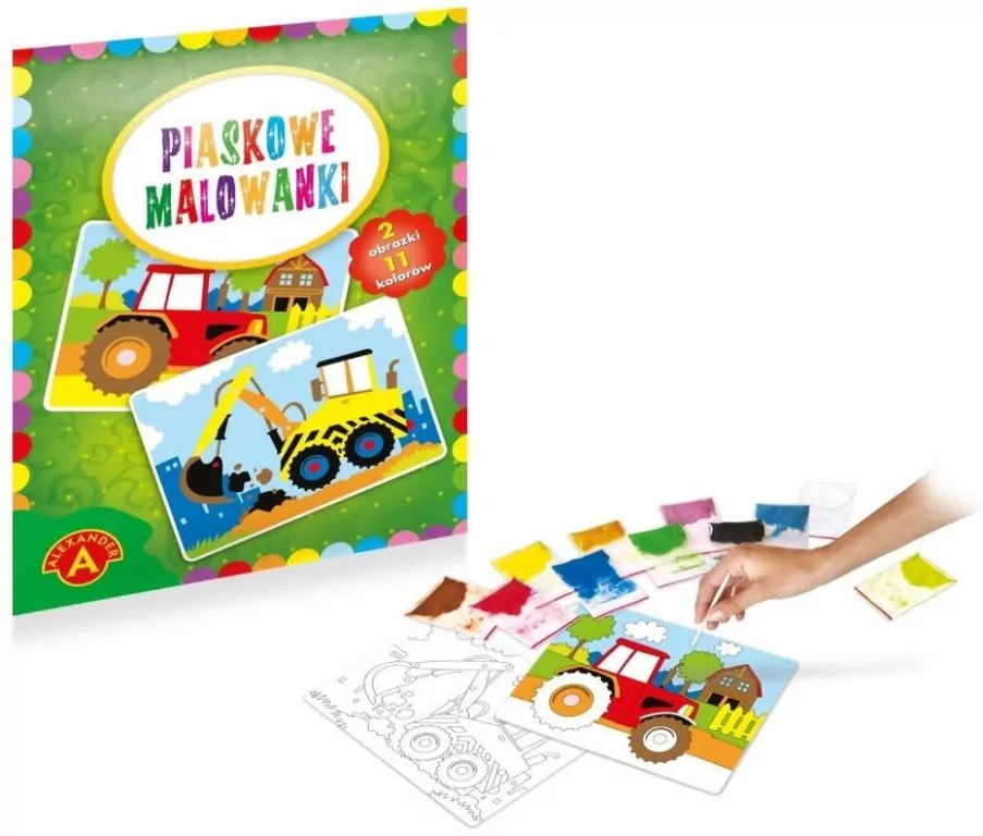 Piaskowe malowanki. Koparka i Traktor - tantis.pl