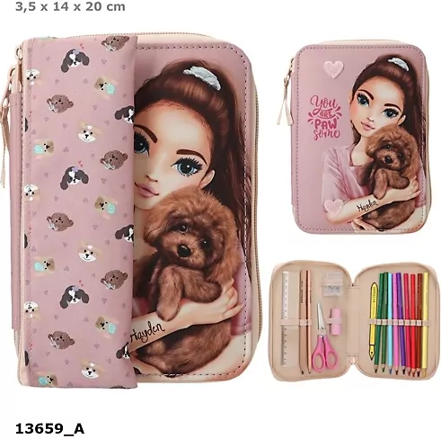 Piórnik DUO z wyposażeniem jednokomorowy + saszetka Top Model Doggy 13659A - tantis.pl