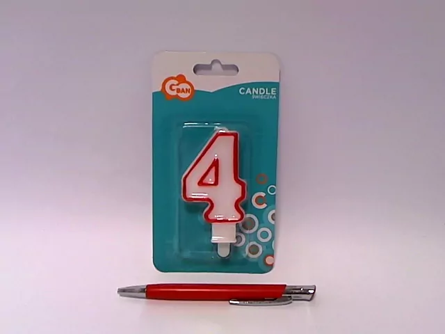 Świeczka 4 czerwony kontur 7cm - tantis.pl