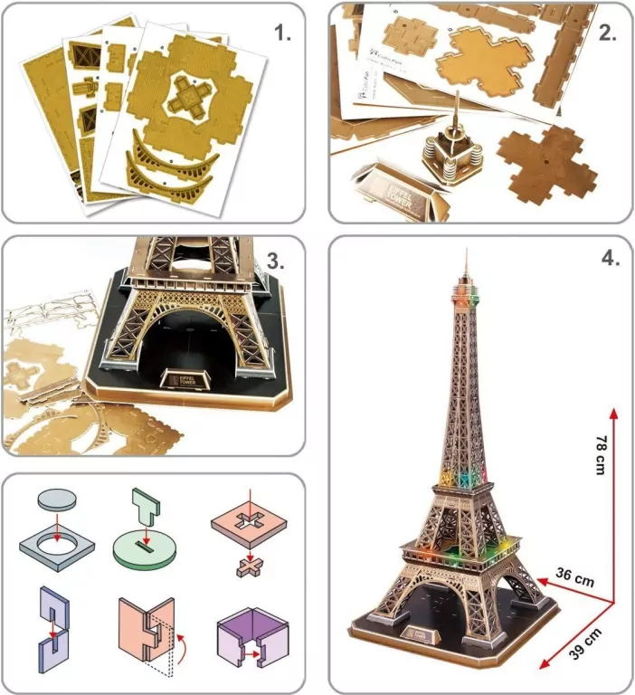 Puzzle 3D LED Eiffel Tower - tantis.pl