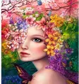 Mozaika diamentowa 5D - Kobieta w kwiatach 40x30cm - tantis.pl